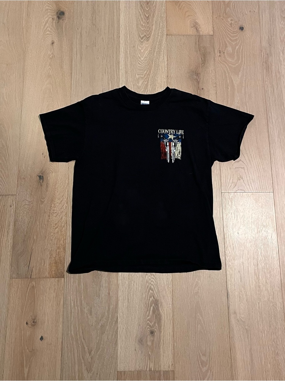Vintage Texas country life cracked/distressed graphic black tee